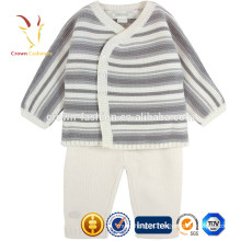 Cashmere puro cardigan bebê e calças de bebê para o inverno